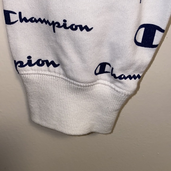 Champion XL White Sweatshirt Long Sleeve Logo Print - Picture 10 of 14